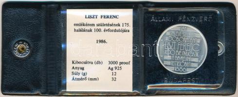 Fülöp Zoltán (1951-) 1986. "175 éve született Doborjánban  Liszt Ferenc - 100 éve nyugszik a bayreuthi temetőben" Ag emlékérem tanusítvánnyal APV tokban (12,11g/0,925/32mm) T:1(PP)