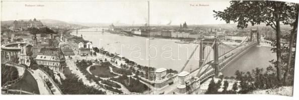 Budapest, Látkép, kétlapos panorámalap / 2-tiled panoramacard ( ragasztónyom / gluemark)