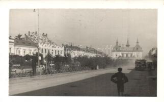 1940 Máramarossziget, Sighetu Marmatiei; Utcarészlet, bevonulás / street, entry of the Hungarian troops, 'Máramarossziget visszatért' So. Stpl. photo