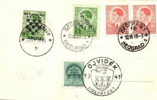 1941 Belgrade, Beograd, Belgrad; Zemunski most / bridge, 'Újvidék visszatért' So. Stpl