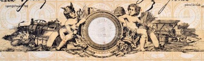 Tamási 1897. "A Tamási Takarékpénztár" részvénye 100K-ról szárazpecséttel, felülbélyegzéss...