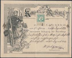 1894 Díszes kéményseprő számla 1kr illetékbélyeggel