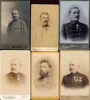 Egyenruhások 6 db keményhátú fotó az 1800-as évekből