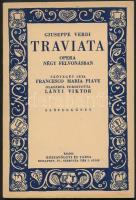 cca 1941 3 db zenei nyomtatvány - Falk Géza: Zenei műszótár, és 2 db magyar nyelvű szövegkönyv: Giuseppe Verdi: Aida dalmű mégy felvonásban, Giuseppe Verdi: Traviata