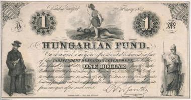 1852. 1$ Kossuth bankó, A3 nyomólemez, sorszámozás nélkül T:I Hungary 1852. 1 Dollar Hungarian Fund, A3 printing plate, without serial number C:UNC Adamo G117/1