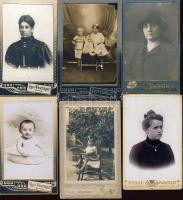 6 db keményhátú portréfotó az  1800-as évekből szecessziós hátlapok