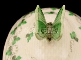 Herendi petrezselyemmintás porcelán cukortartó, kézzel festett, jelzett, hibátlan, 13x10x11 cm