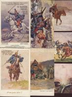 7 db színes katonai lap (1 db kinyitható kottás)