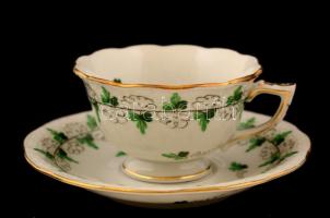 Herendi petrezselyemmintás porcelán kávés csészék, 6 db, hibátlanok + 6 db csészealj, egyiken hajszá...