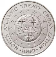 1999. NATO csatlakozás Ag emlékérem díszdobozban, tanúsítvánnyal (28,49g/0,925/38,61mm) T:PP