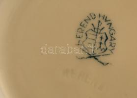 Herendi petrezselyemmintás porcelán csészealjak, 5+1 db, kézzel festett, jelzett, kopásnyomokkal, a ...