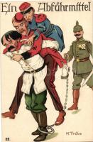 'Ein Abführmittel' / WWI German military propaganda, humour, litho s: M. Trübe