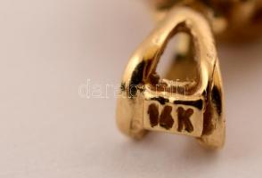 Arany(Au) 14K apró színtetikus kövekkel díszített függő, hozzáillő fülbevalópárral, jelzett, br: 4,6...