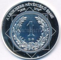DN "A magyar nemzet pénzérméi - A legkisebb névértékű érme 1848-1916" Ag emlékérem tanúsítvánnyal (10,44g/0,999/35mm) T:PP