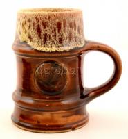 Zsolnay söröskorsó, mázas pirogránit, jelzett, hibátlan, m: 16 cm