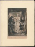 cca 1850 C. Hemerlein-W. French: Mária Terézia Meytens műtermében, metszet, jelzett a metszetem, 18x13 cm