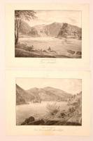 cca 1830-1840 Jakob Alt(1789-1872): Ruinen in Niederösterreich, lithográfia, papír, jelzett a lithográfián, 4 db, 26x35 cm
