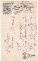 1890 Karl Moller gyógyszerészeri műszerek gyára fejléces számla / Pharmaceutical machines factory invoice