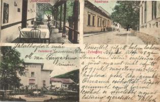 Zebegény, Volk vendéglő, Árpád utca, park, kiadja Volk József (ázott sarok / wet corner)