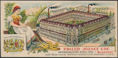 Riegler József papírneműgyár litho számolócédula (kis lyukkal)