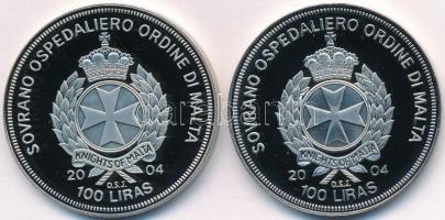 Máltai Lovagrend 2004. 100L Cu-Ni "Szlovénia az EU-ban" + 2004. 100L Cu-Ni "Lengyelor...