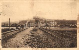 Trencsén, Trencin; Látkép, vasúti híd / general view, railway bridge (EK)