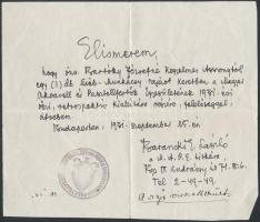 1914-1931: Dr. Bartoky József (1865-1928) államtitkár és neje hagyatéka, 1 boríték, 2 levél, amelyek...