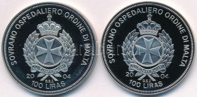 Máltai Lovagrend 2004. 100L Cu-Ni "Görögország az EU-ban" + 2004. 100L Cu-Ni "Ciprus ...