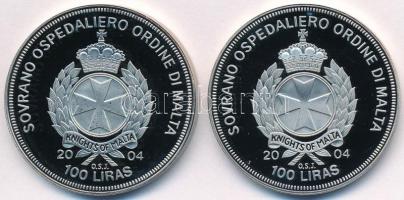 Máltai Lovagrend 2004. 100L Cu-Ni "Belgium az EU-ban" + 2004. 100L Cu-Ni "Dánia az EU...