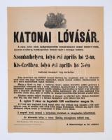1897 Szombathely katonai lóvásár nagyméretű hirdetmény 48x62 cm