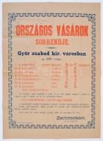1898 Győr városában megtartott országos vásárok hirdetménye 43x60 cm
