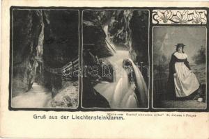 Liechtensteinklamm, Wirtin zum Gasthof schwarzen Adler / innkeeper lady, Art Nouveau