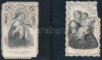 cca 1880 Vegyes csipke szentkép tétel, 4db, különböző méretben és minőségben, cca 11x7cm