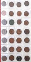 55db-os vegyes magyar és külföldi fémpénz tétel, főleg magyar fillérek, közte 1893KB-1918KB 2f Br/Fe...