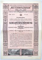 Ausztria / Innsbruck 1912. "Mittenwaldbahn (Innsbruck-Garmisch-Partenkirchen-vasútvonal)" jelzálogkötvény 200K-ról, szelvénnyel, betéti jeggyel T:I-,II  Austria / Innsbruck 1912. "Mittenwaldbahn" debenture bond about 200 Kronen, with coupon and deposit recepit C:AU,XF