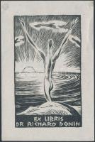 Klatn Durrewndo (?-?): Ex libris Richard Donin. Fametszet, papír, jelzett a dúcon, 11×7 cm