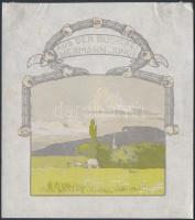 Alfred Peter 1877-1959): Ex libris Hermann Junge. Színes fametszet, papír, jelzett a linón, 11×9 cm
