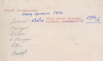 1926 Szany, nagymosás, Kerny István (1879-1963) feliratozott, vegyileg színezett, vintage fotóművész...