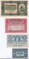 Vegyes 9db-os magyar bankjegy tétel nagyrészt a korona időszakból, benne 1914. 2K, 1920. 100K, 1923....