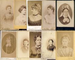 1860-1890 Régi fényképek: Női arc- és mellképek (10db)