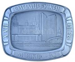 Szovjetunió 1980. Moszkvai Olimpia fém plakett akasztható (116x143mm) T:2 Soviet Union 1980. Moscow Olympics metal plaque with wall hanger (116x143mm) C:XF
