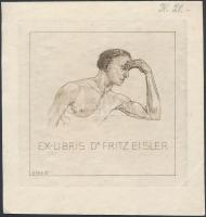 Klaber Gyula (1872-?): Ex libris Fritz Eisler. Litográfia, papír, jelzett a liton, 10×10 cm