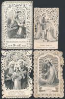 cca 1880-1900 Vegyes, csipke szentkép tétel, 4db, különböző méretben és minőségben, 11x8cm