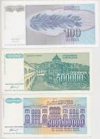 Jugoszlávia 1992. 100D + 1993. 500.000D + 1993. 500.000.000D + 1993. 50.000.000.000D T:I-II-
Yugosl...
