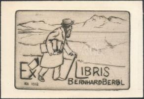 Karl Prahl (1882-1948): Ex libris Bernard Bergl. Rézkarc, papír, jelzett a karcon, 8×12 cm