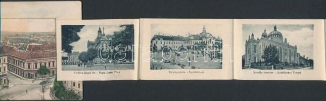 Nagybecskerek, Zrenjanin; Látkép, Kertész A. üzelte leporelló képeslap zsinagógával / General view, ...