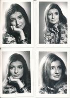 cca 1974 Kutvölgyi Erzsébet színésznő, 4 db szabadon felhasználható vintage negatív (7x6 cm) és 4 db vintage pozitív kép, 10x7 cm