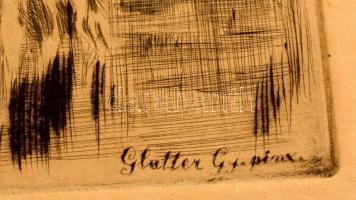 Prihoda István (1891-1965) - Glatter Gyula (1886-1927): Ivóban. Rézkarc, papír, jelzett, 24×29 cm