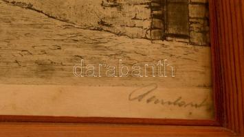 Paulovits Pál (1892-1975): Szentendre. Rézkarc, papír, jelzett, körbevágva, üvegezett keretben,  25×...