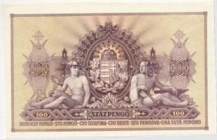 1943. 100P "Szálasi-kiadás" csak hátlapi fázisnyomat T:II vágott Hungary 1943. 100 Pengő "Szálasi edition" back progress proof C:XF cut marks Adamo SPT18.3